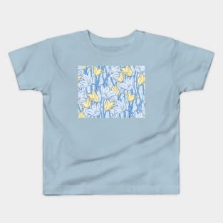 Light Blue Vibrant Tulips Kids T-Shirt